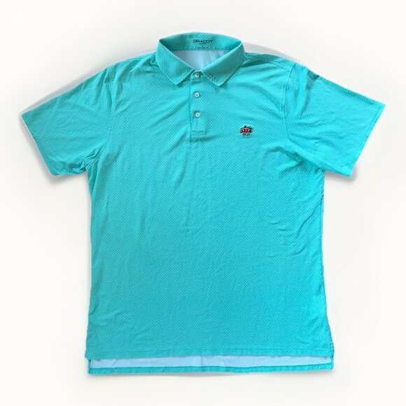 B. Draddy Other - Draddy Sport Stretch Aqua Blue Polo Golf Shirt 1921 Logo Men's Size Large